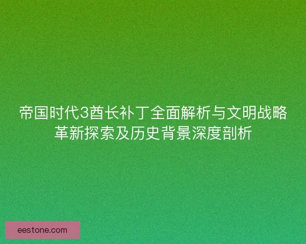 帝国时代3酋长补丁全面解析与文明战略革新探索及历史背景深度剖析