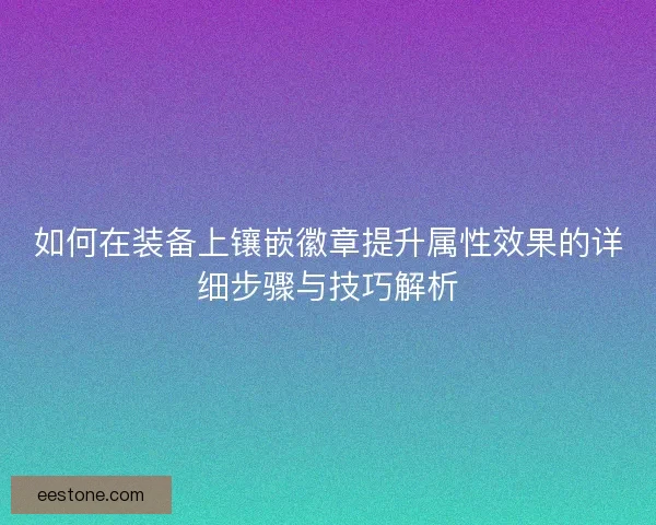 如何在装备上镶嵌徽章提升属性效果的详细步骤与技巧解析